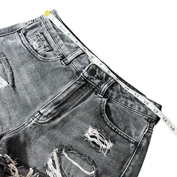 PacSun mom shorts distressed jean black wash denim size 25 - Picture 10 of 13